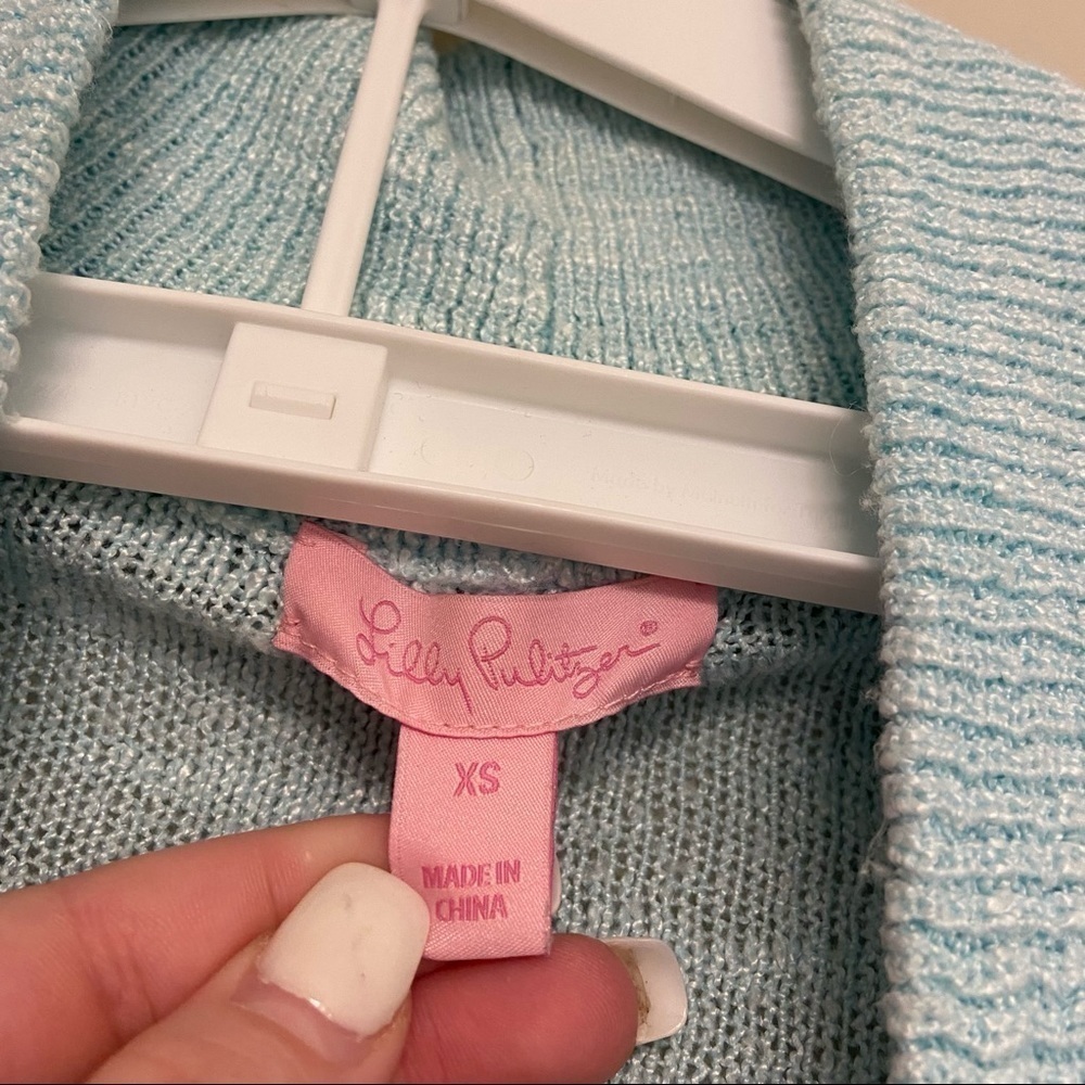 Lilly Pulitzer Teal Open Front Knit Cardigan Sweater XS‎ - Picture 6 of 7